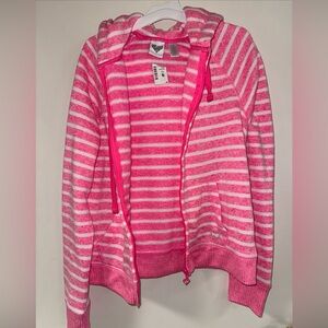 Aeropostale Pink and White Striped Hoodie